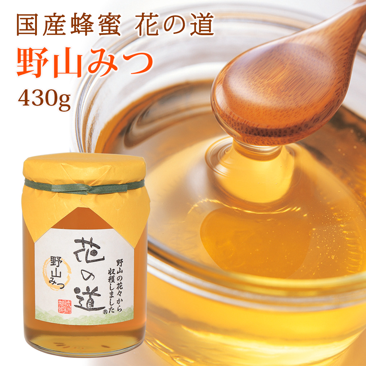 国産蜂蜜 花の道 野山みつ 430g